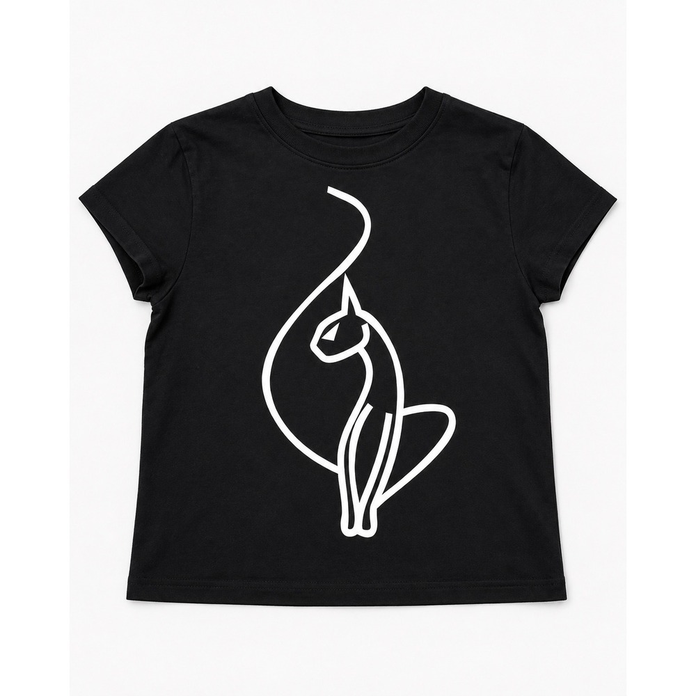 Baby Phat Womens Black Graphic Cat Logo Short Sleeve T-Shirt Size L